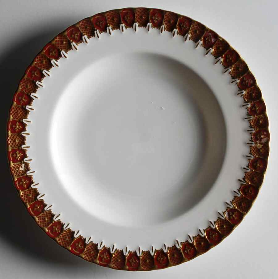 Heraldic Maroon Salad Plate by Royal Crown Derby-1