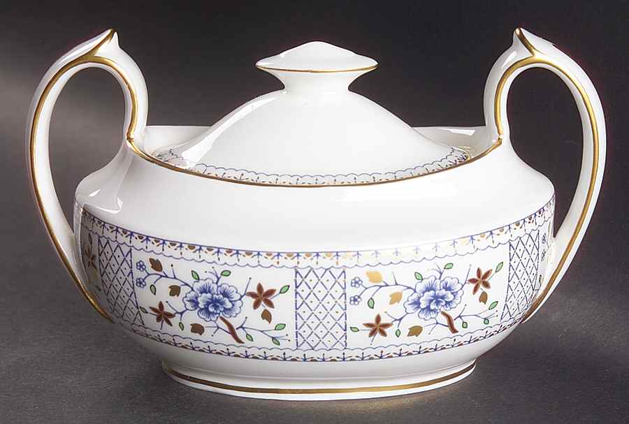 Mandarin Blue Sugar Bowl & Lid by Royal Crown Derby-1