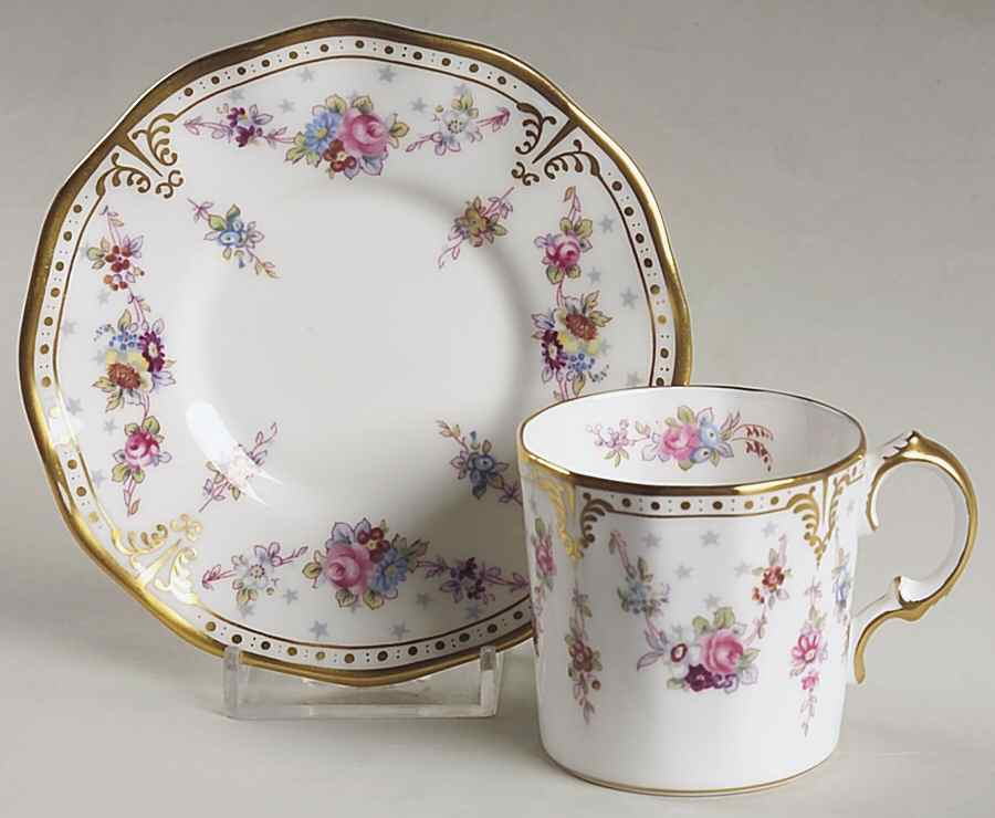 Royal Antoinette Flat Demitasse Cup & Saucer Set by Royal Crown Derby-1