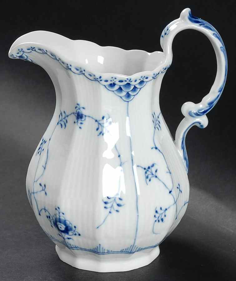 Blue Fluted Half Lace Border (No Trim) 32 Oz Pitcher by Royal Copenhagen-1