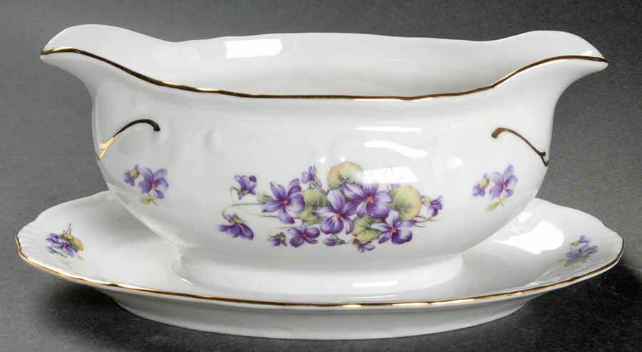 Violet of The Alps Gravy Boat with Attached Underplate by Royal Castle-1
