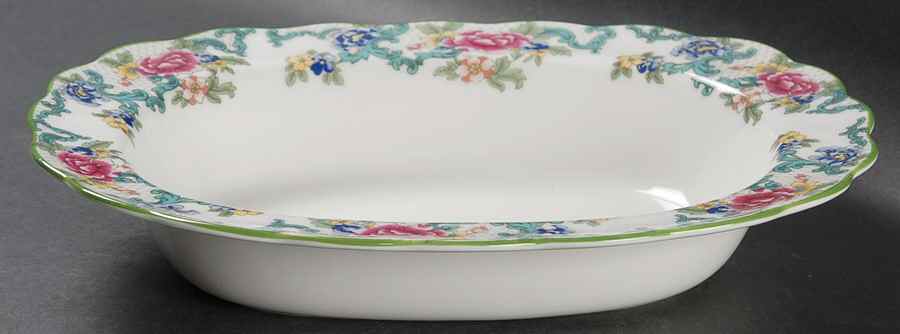 Floradora Green 10" Oval Vegetable Bowl by Royal Doulton-1