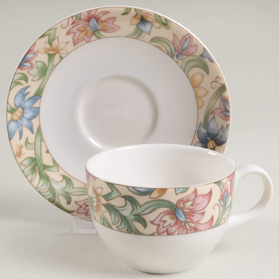 Jacobean Flat Cup & Saucer Set by Royal Doulton-1