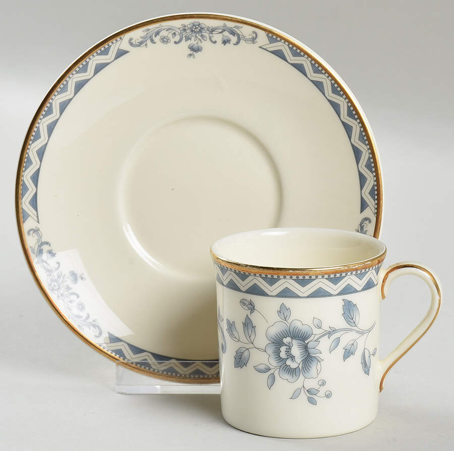 Josephine (Smooth, Gold Trim) Flat Demitasse Cup & Saucer Set by Royal Doulton-1