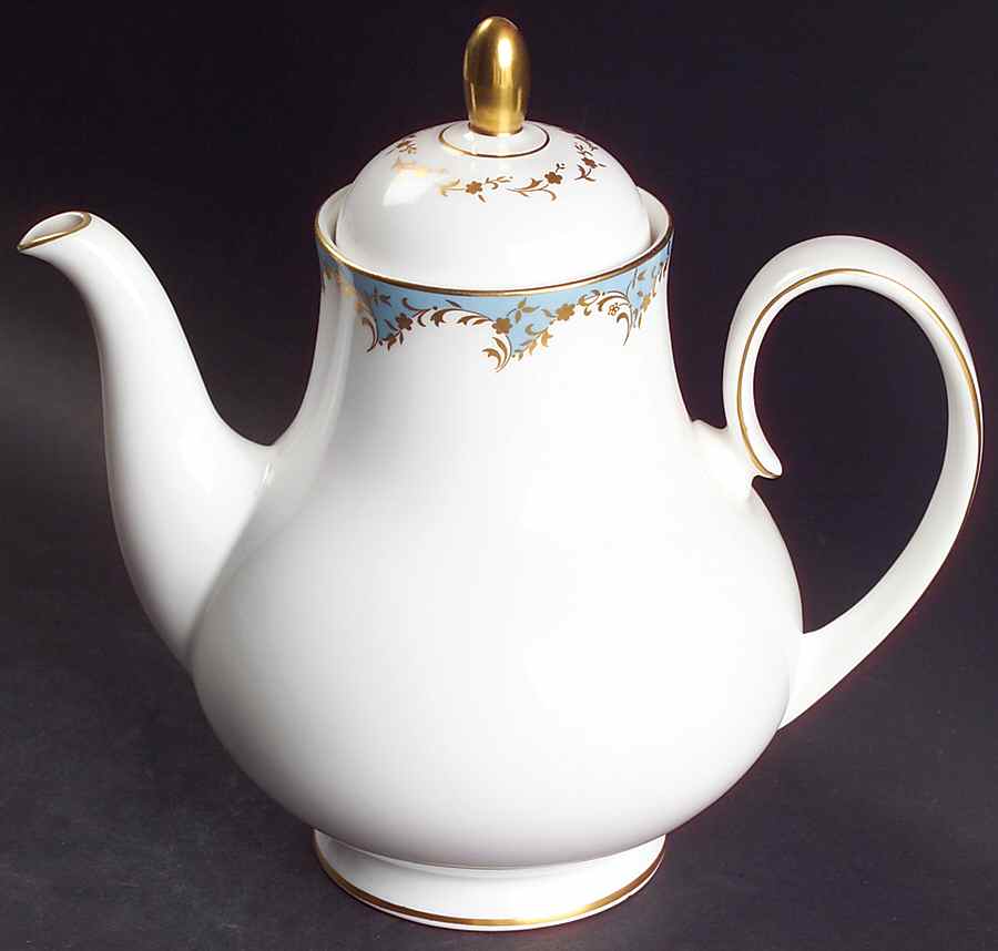 Marlborough Light Blue Coffee Pot & Lid by Royal Doulton-1
