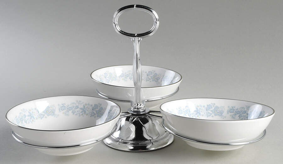 Meadow Mist 7" x 12" 3-Part Relish & Metal Stand (FR) HC by Royal Doulton-1