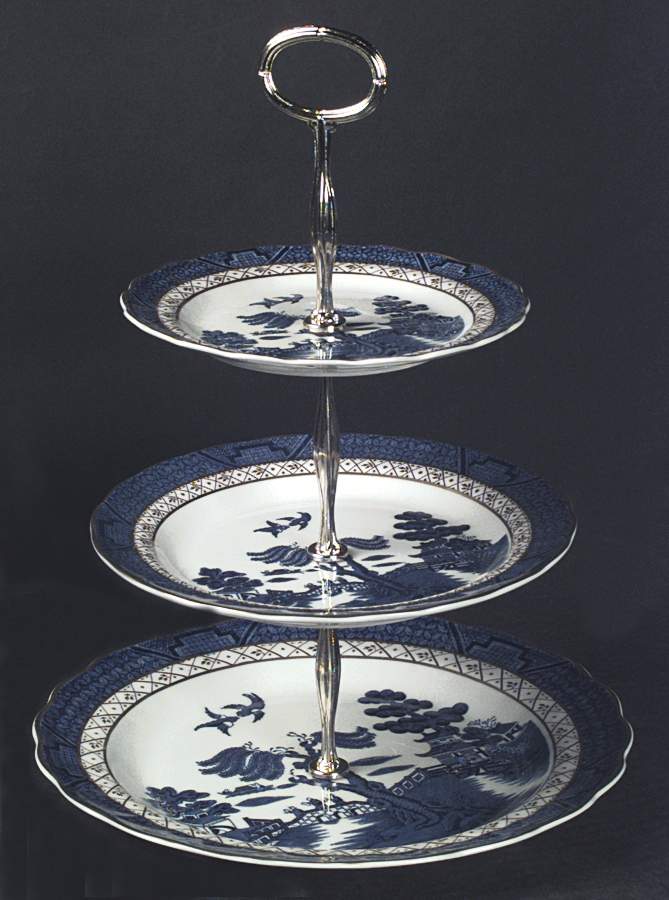 Real Old Willow 13 7/8"-14 1/4" 3-Tiered Serving Tray(DP,SP,BB) HC by Royal Doulton-1