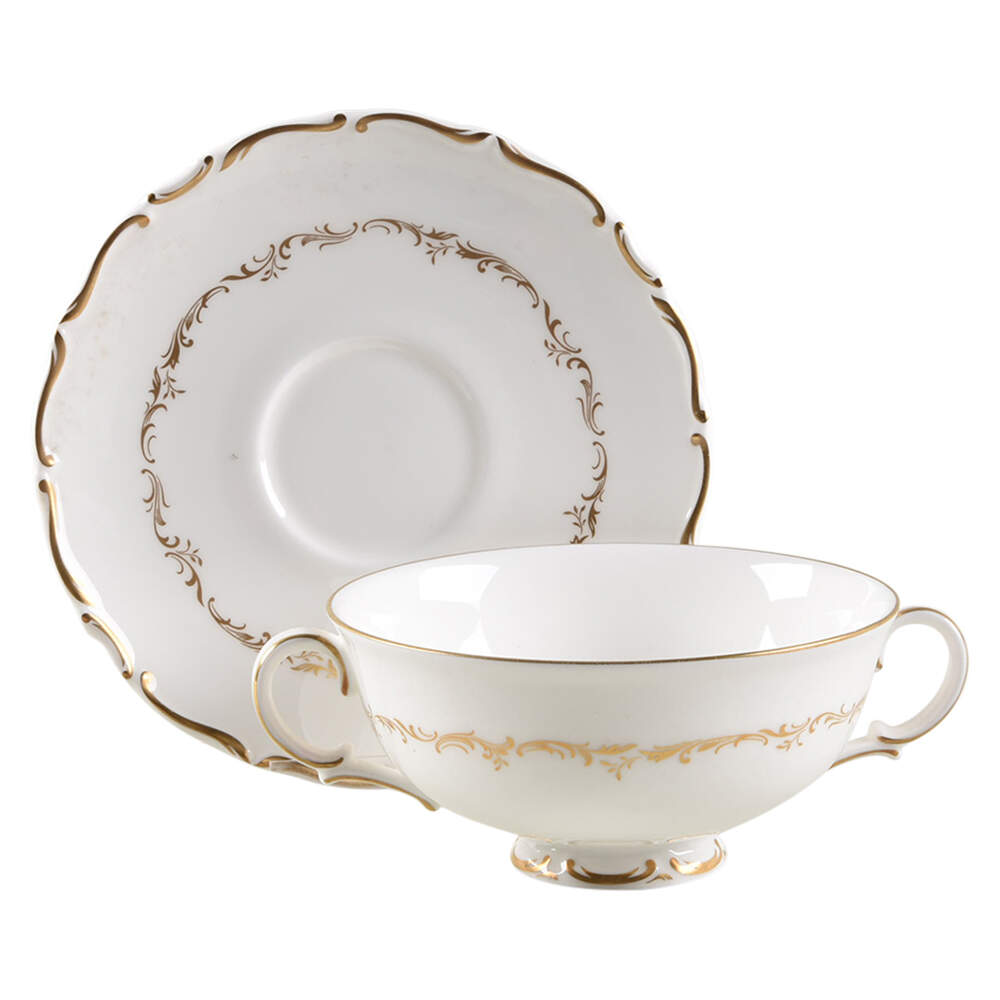 Richelieu Footed Cream Soup Bowl & Cup Saucer Set by Royal Doulton-1