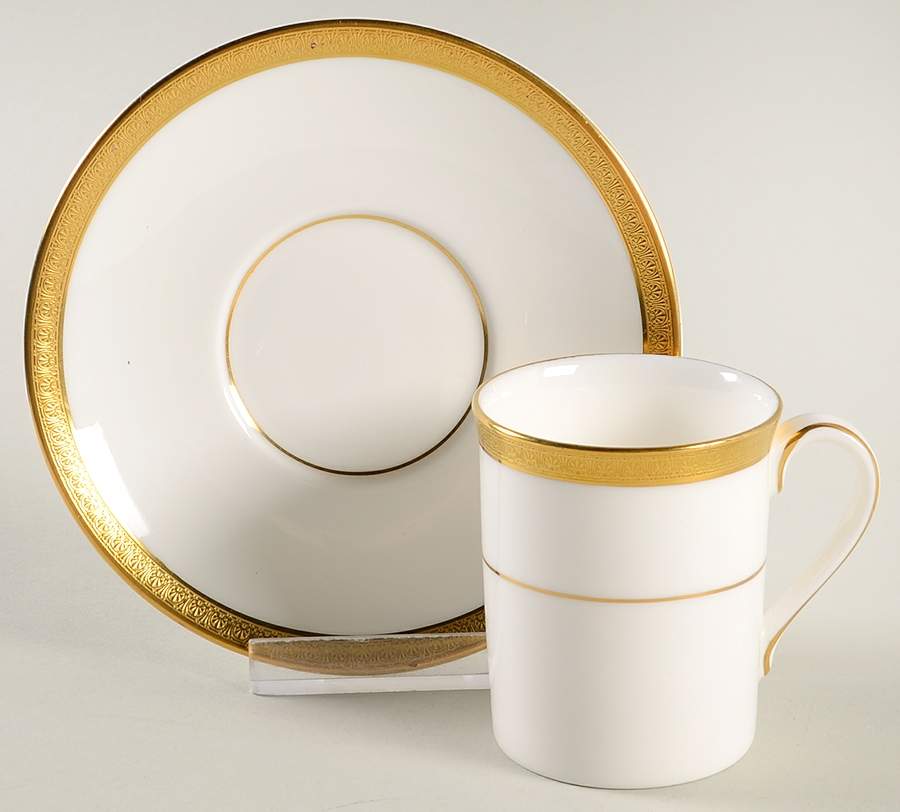 Royal Gold Flat Demitasse Cup & Saucer Set by Royal Doulton-1