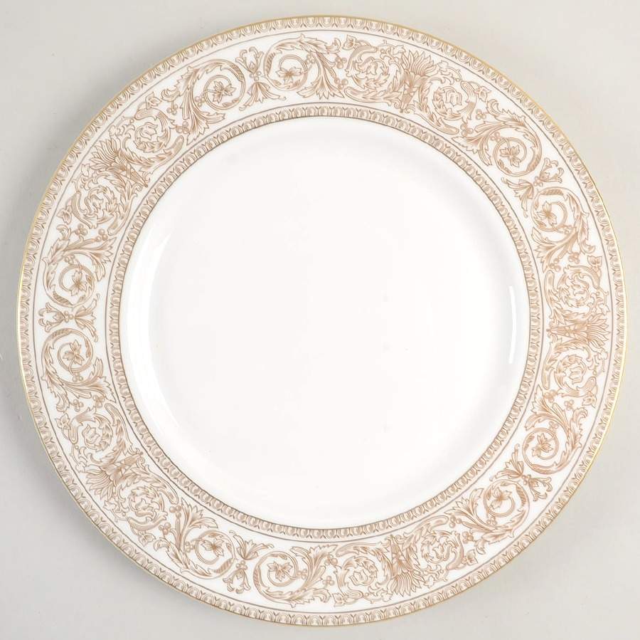 Sovereign (Gold Scroll and Leaf Rim) Dinner Plate by Royal Doulton-1