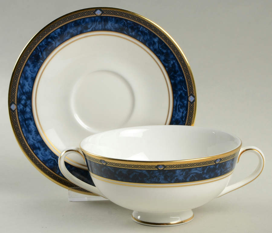 Stanwyck Footed Cream Soup Bowl & Cup Saucer Set by Royal Doulton-1