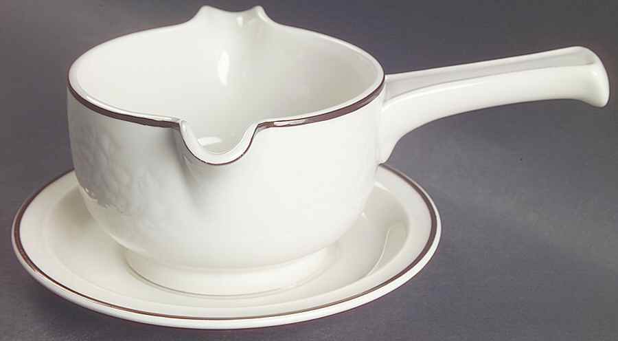 Ting Brown Stick Handle Gravy Boat & Saucer by Royal Doulton-1