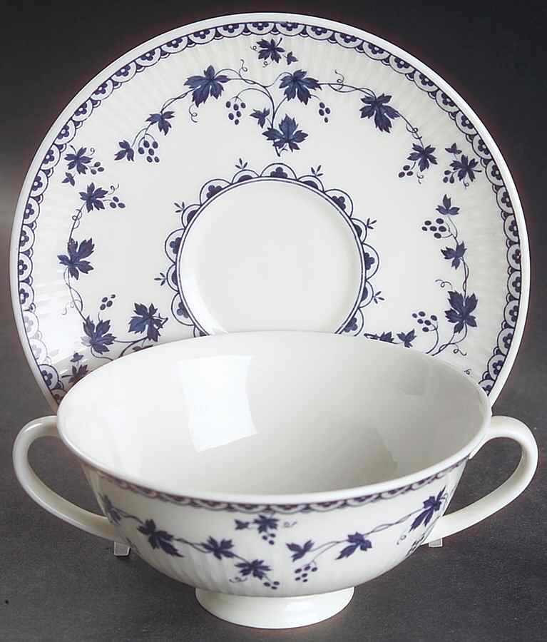 Yorktown Footed Cream Soup Bowl & Cup Saucer Set by Royal Doulton-1