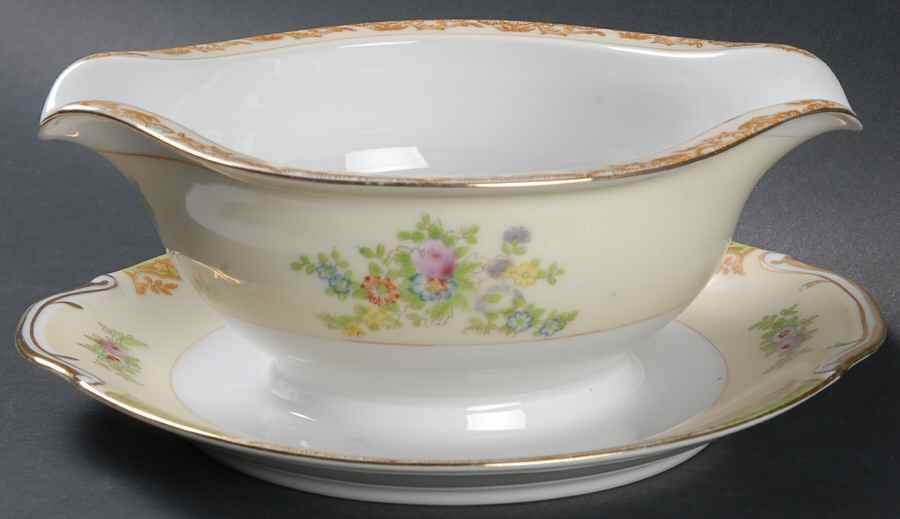 RDB1 Gravy Boat with Attached Underplate by Royal Derby (Japan)-1