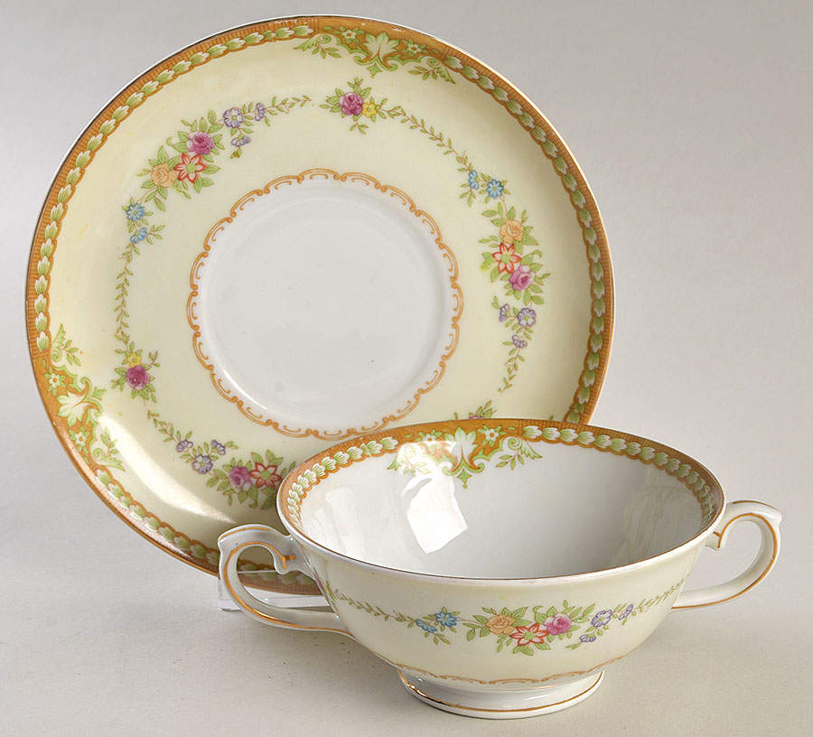 RDB3 (JAPAN) Footed Cream Soup Bowl & Saucer Set by Royal Derby (Japan)-1