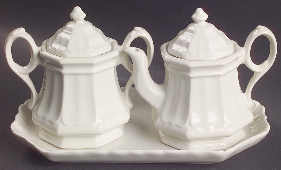 Sydenham Creamer & Sugar with Lids & Tray by Red Cliff-1