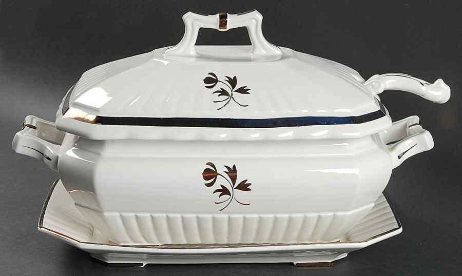 Tea Leaf Tureen & Lid w/Ladle & Underplate by Red Cliff-1