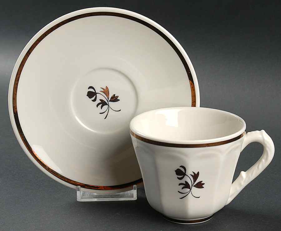 Tea Leaf Flat Cup & Saucer Set by Red Cliff-1