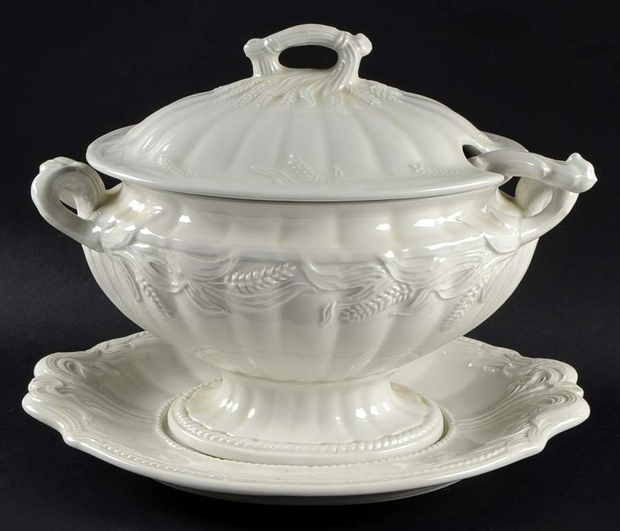 Wheat (Ribbed) Tureen & Lid w/Ladle & Underplate by Red Cliff-1