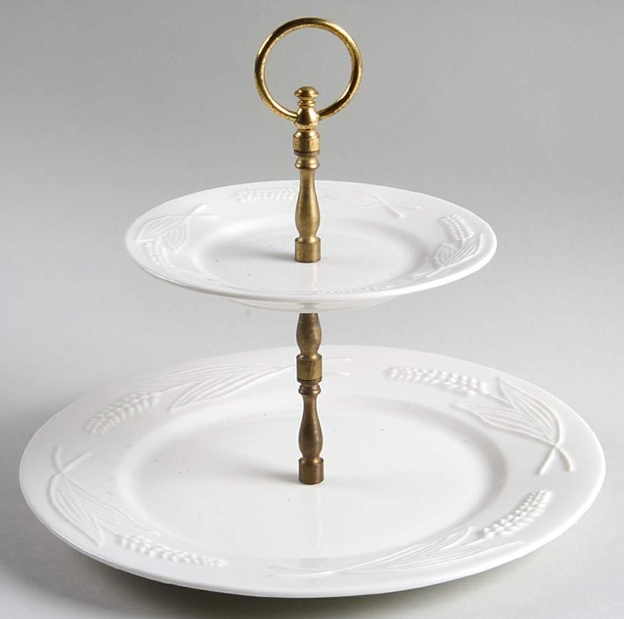 Wheat (Not Ribbed) 2 Tiered Serving Tray (Dinner&Bread/Butter Plate) by Red Cliff-1