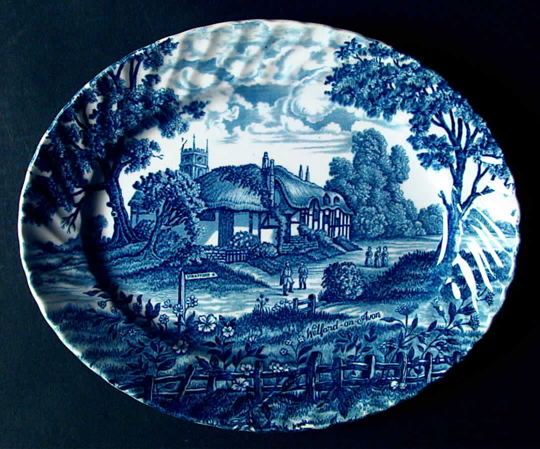 Shakespeare Country Blue 12" Oval Serving Platter by Royal Essex-1