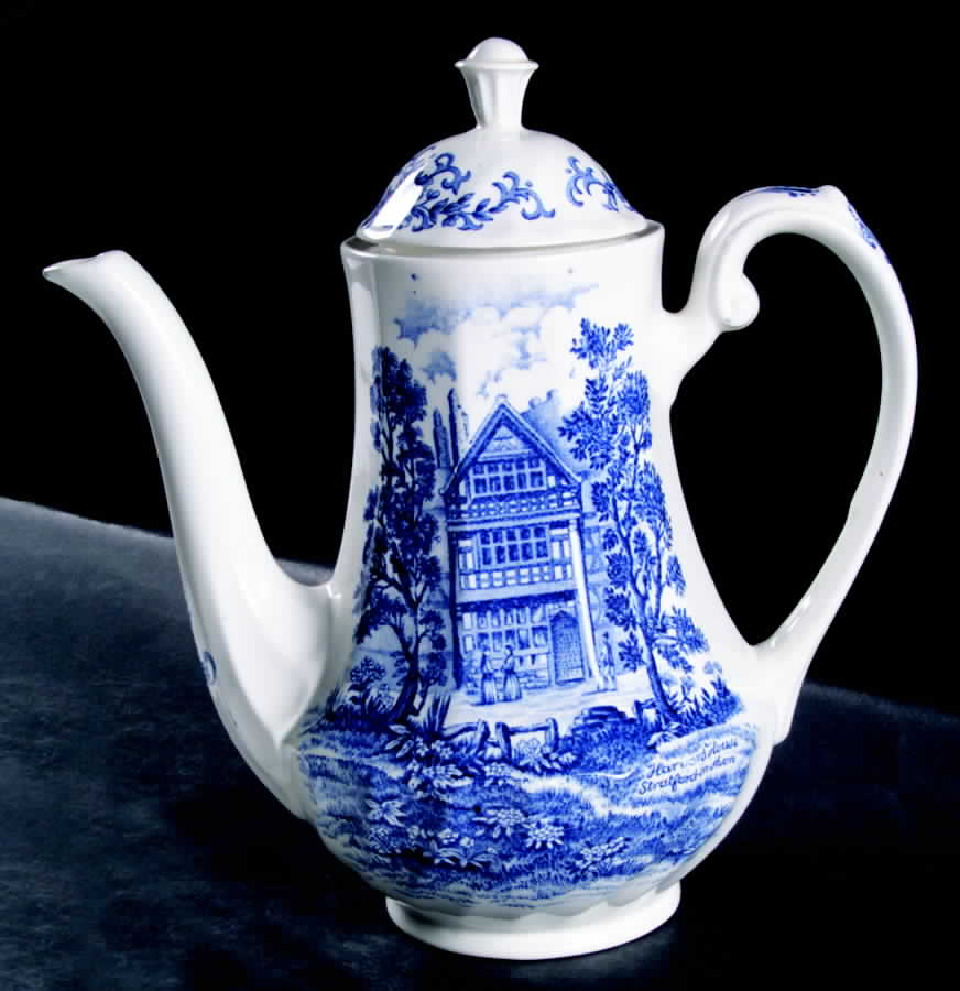 Shakespeare Country Blue Coffee Pot & Lid by Royal Essex-1