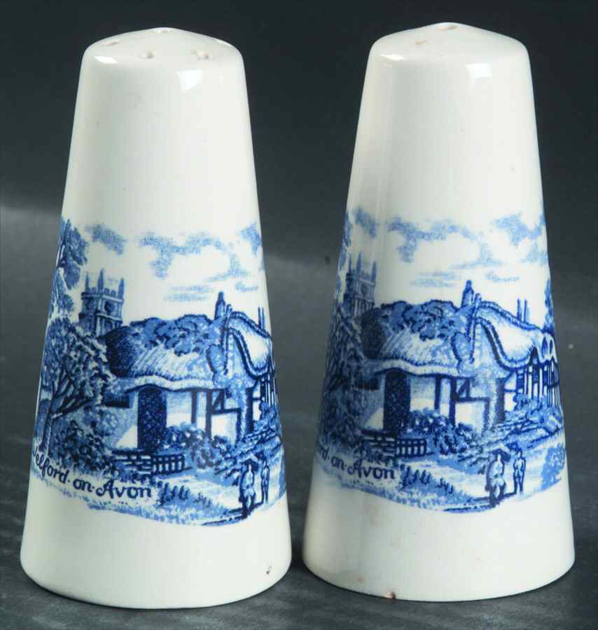 Shakespeare Country Blue Salt & Pepper Set by Royal Essex-1