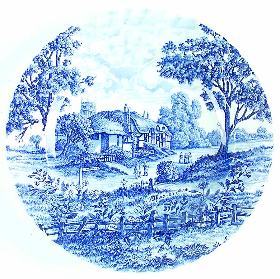 Shakespeare Country Blue 12" Chop Plate (Round Platter) by Royal Essex-1