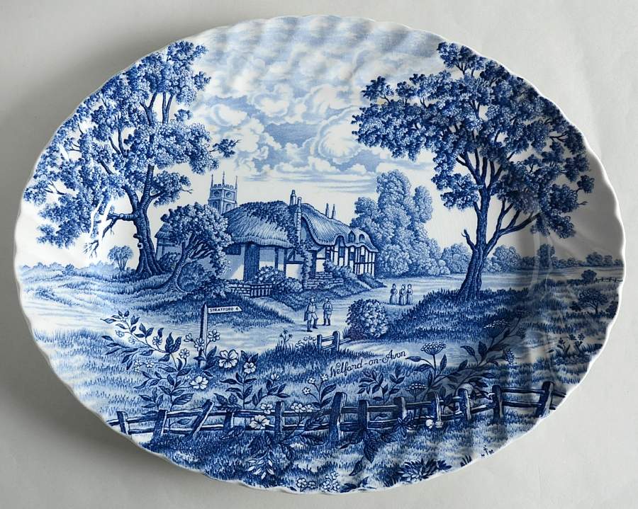 Shakespeare Country Blue 14" Oval Serving Platter by Royal Essex-1