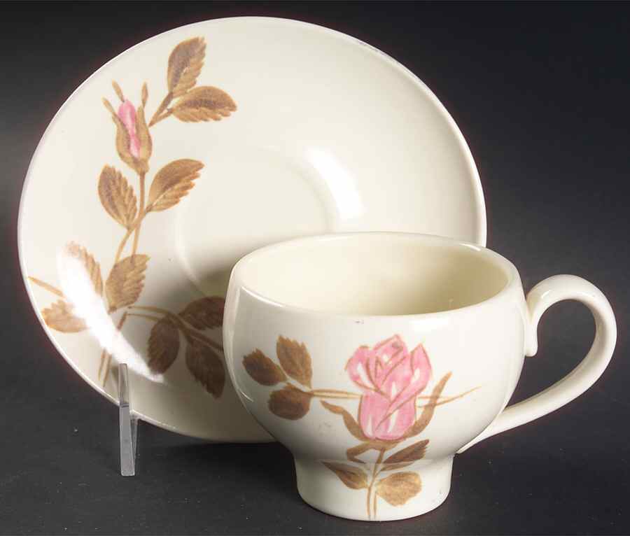 Red Wing Rose Footed Cup & Saucer Set by Red Wing-1