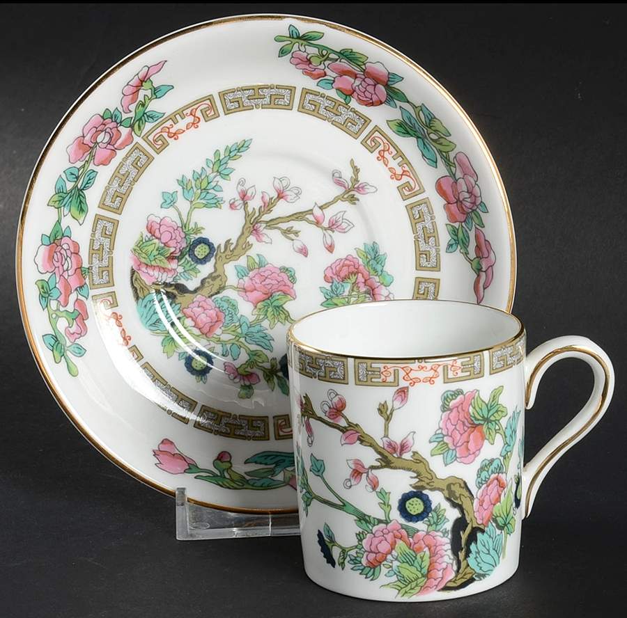 Indian Tree Flat Demitasse Cup & Saucer Set by Royal Grafton-1