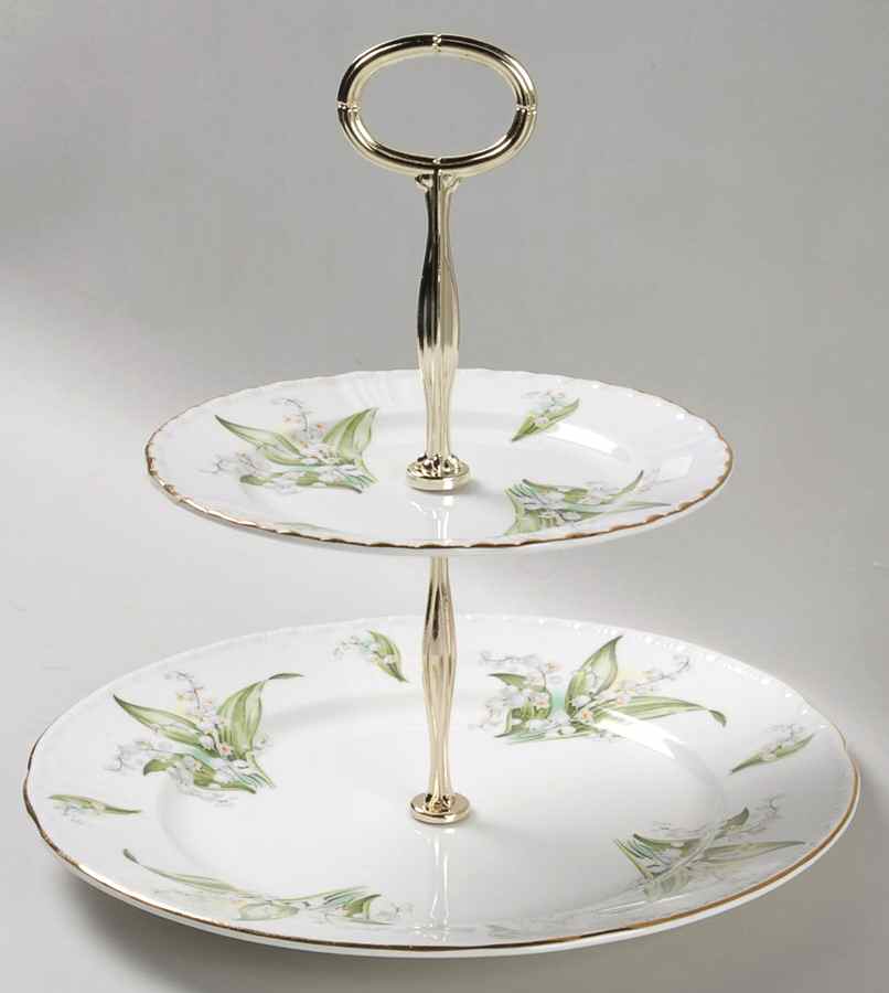 Lily of The Valley 2 Tiered Serving Tray (Dinner&Bread/Butter Plate) by Royal Grafton-1