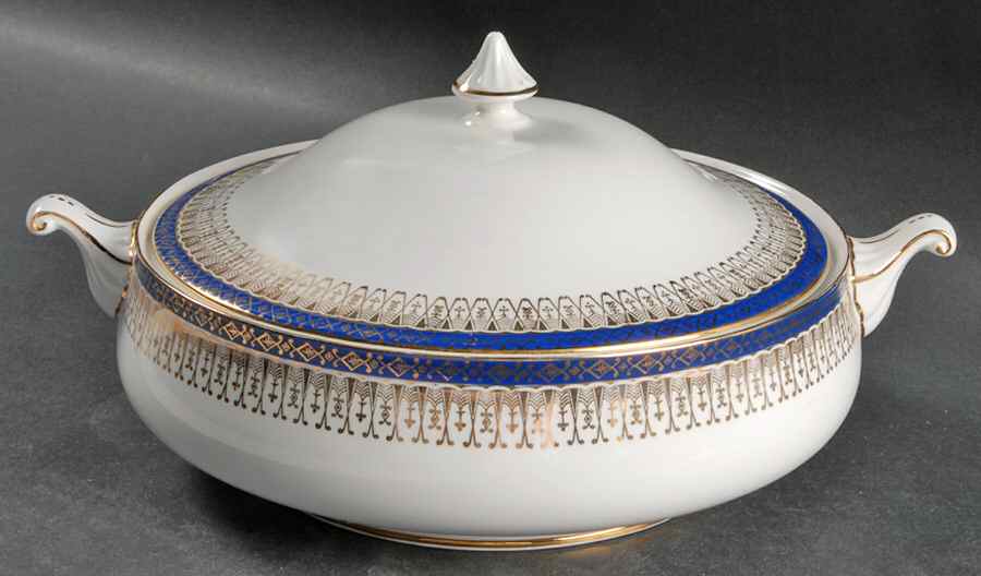 Majestic Dark Blue Round Covered Vegetable by Royal Grafton-1