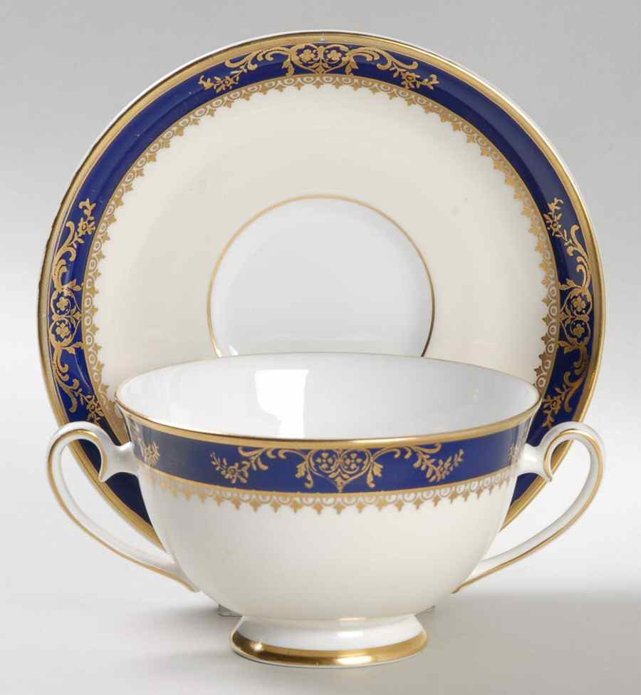 Viceroy Cobalt Footed Cream Soup Bowl & Saucer Set by Royal Grafton-1