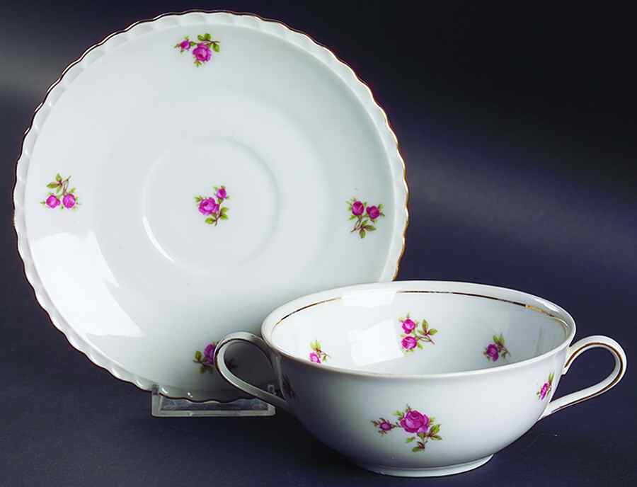 Rose Time Flat Cream Soup Bowl & Saucer Set by Royal Hanover-1