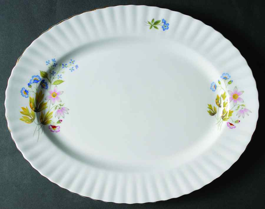 Wild Anemone (Ribbed) 12" Oval Serving Platter by Richmond (England)-1