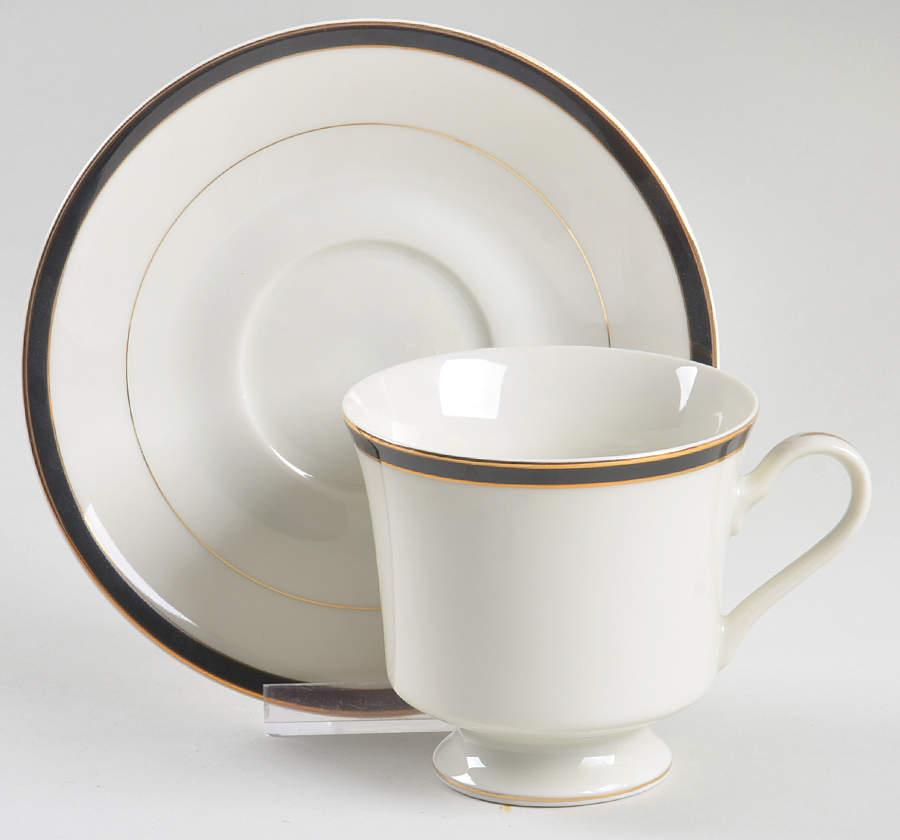 Dynasty Black Footed Cup & Saucer Set by Royal Limited-1