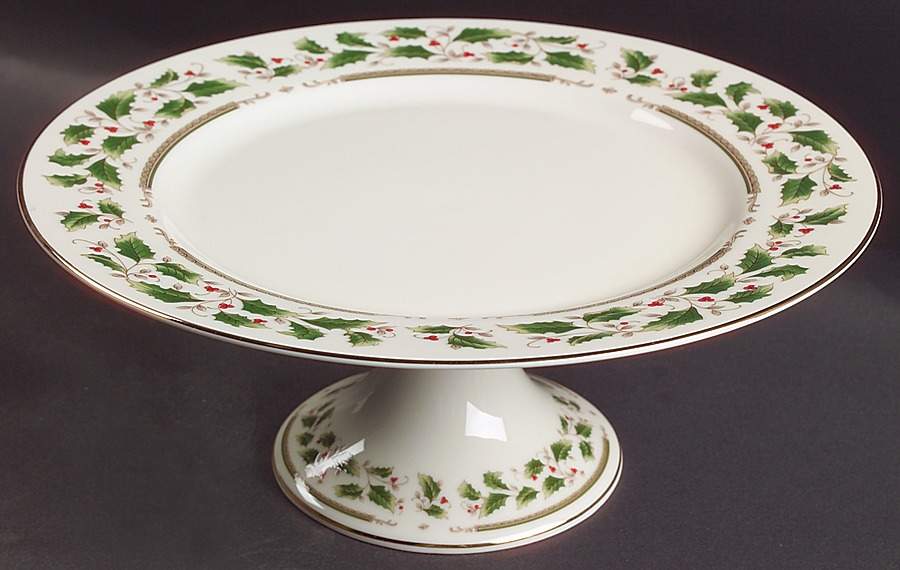 Holly Holiday 10" Diameter Pedestal Cake Stand by Royal Limited-1