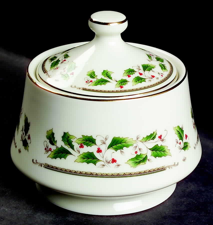 Holly Holiday Sugar Bowl & Lid by Royal Limited-1