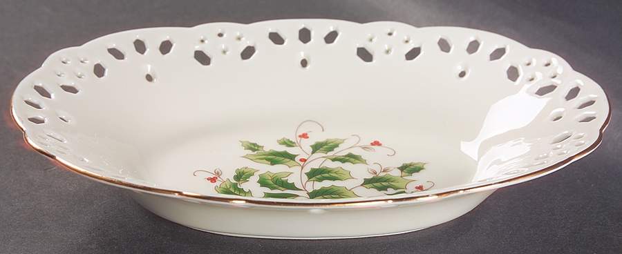 Holly Holiday Pierced Relish/Olive Tray by Royal Limited-1