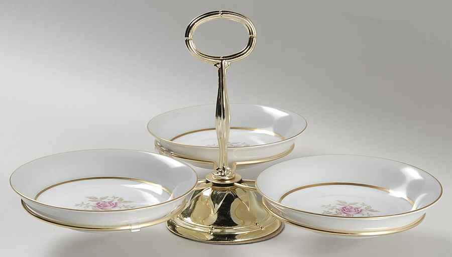 Charlton 7" x 12" 3-Part Relish & Metal Stand (FR) HC by Rose (Japan)-1