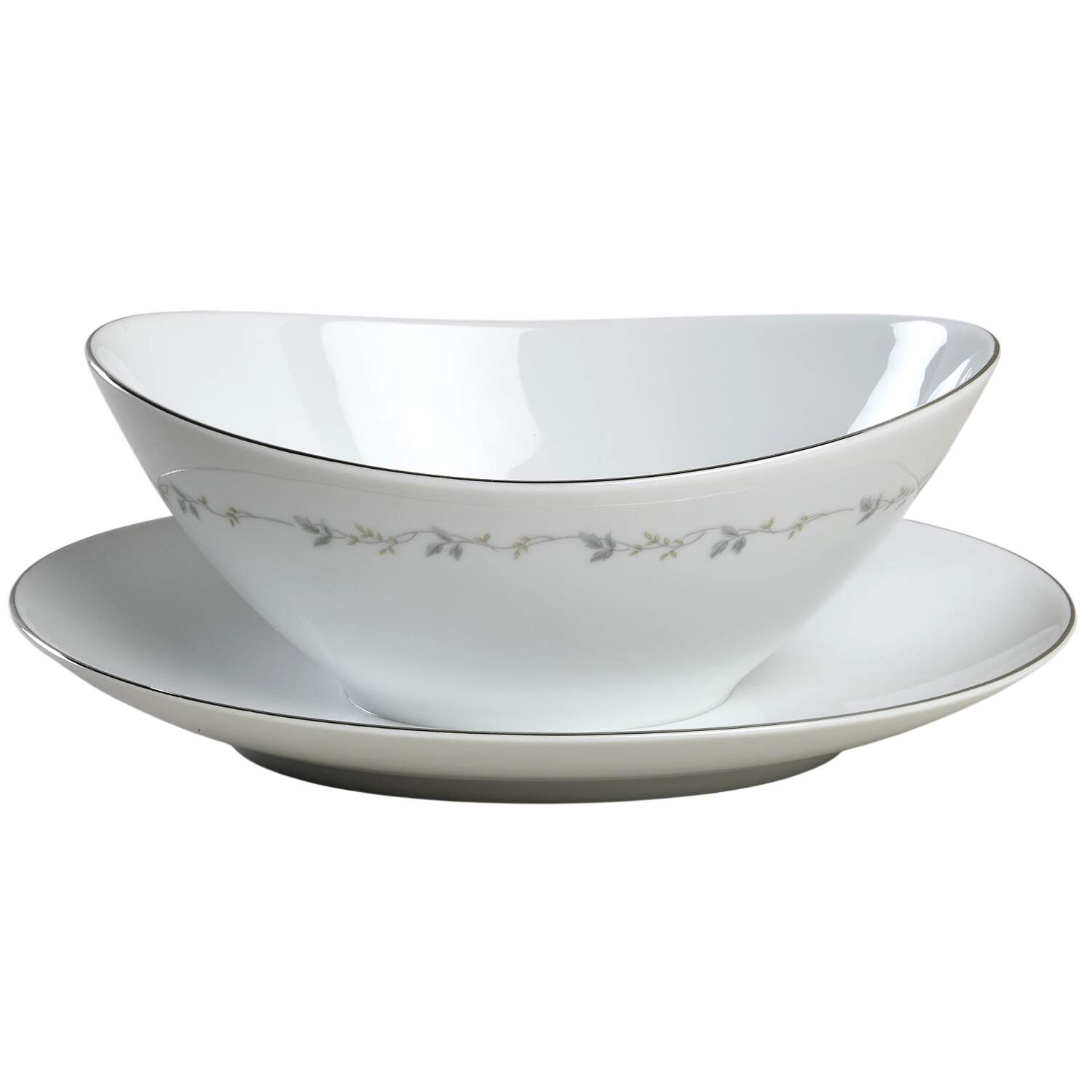 Cleo Gravy Boat with Attached Underplate by Rose (Japan)-1