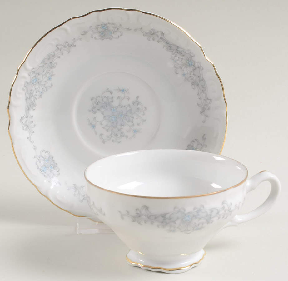 Florissant Footed Cup & Saucer Set by Rose (Japan)-1
