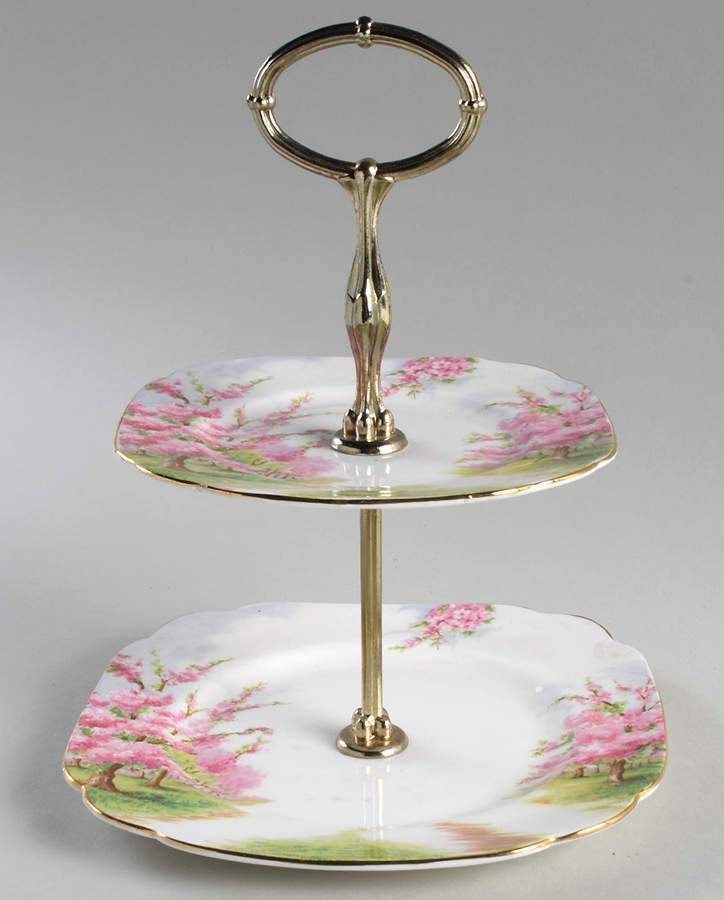 Blossom Time 2-Tiered Serving Tray (Salad & Bread/Butter Plate) by Royal Albert-1