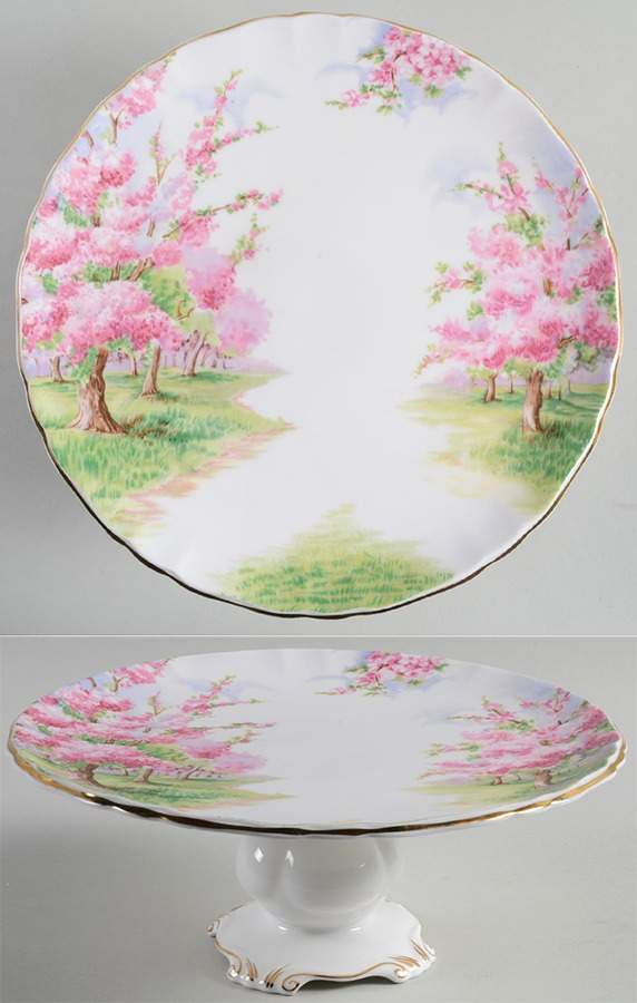 Blossom Time 9" Diameter Pedestal Cake Stand by Royal Albert-1