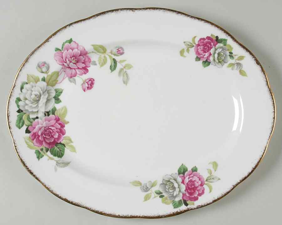 Evening Rhapsody (Pink & White Floral) 12" Oval Serving Platter by Royal Albert-1
