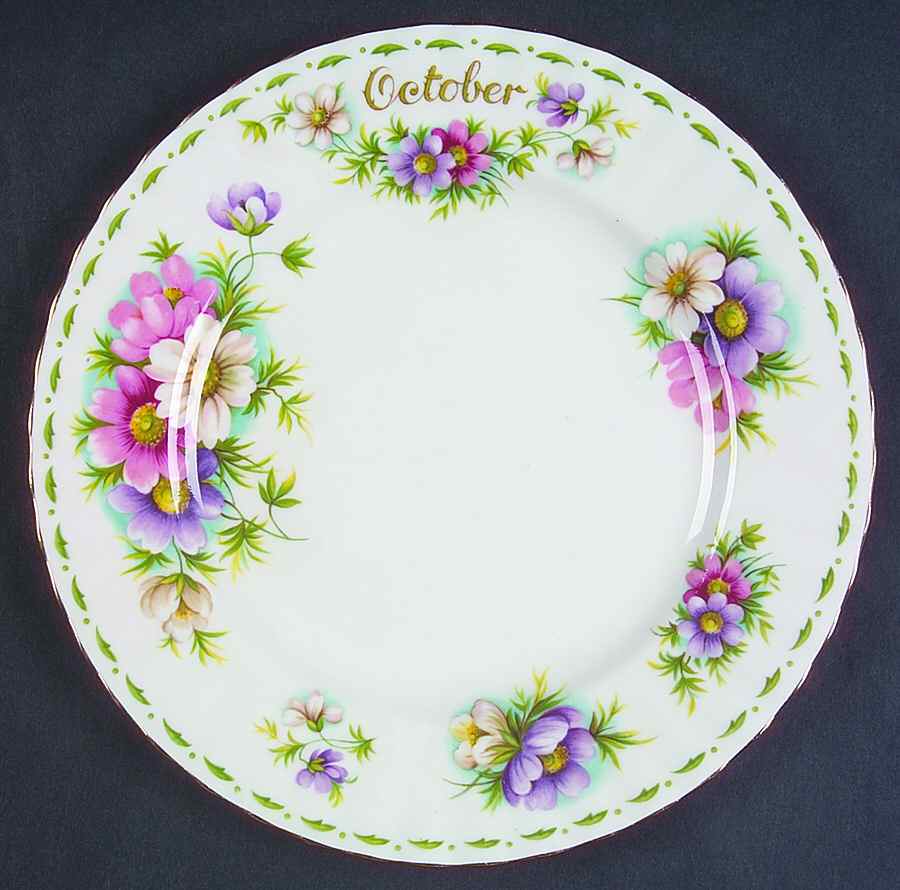 Flower of The Month (Newer, Montrose) Salad Plate by Royal Albert-1