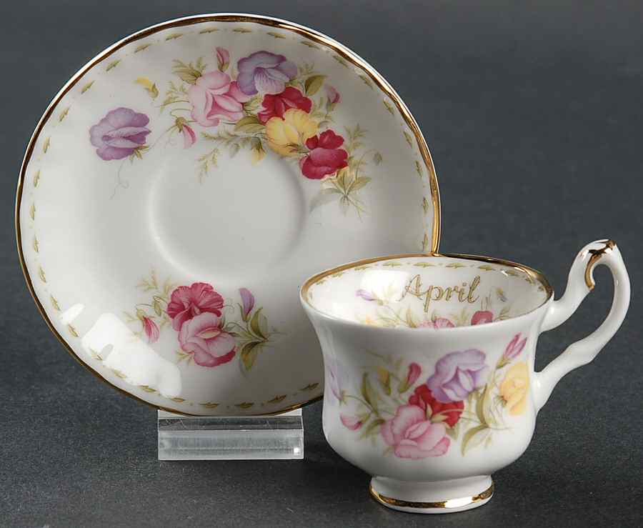 Flower of The Month (Newer, Montrose) Footed Toy Cup and Saucer Set by Royal Albert-1