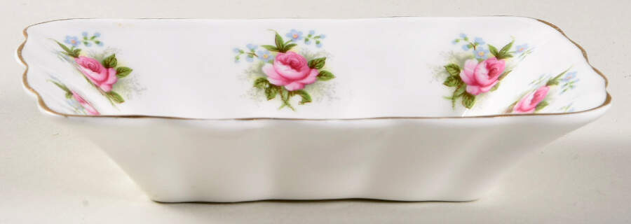 Forget Me Not Rose Rectangular Sweet Meat Dish by Royal Albert-1