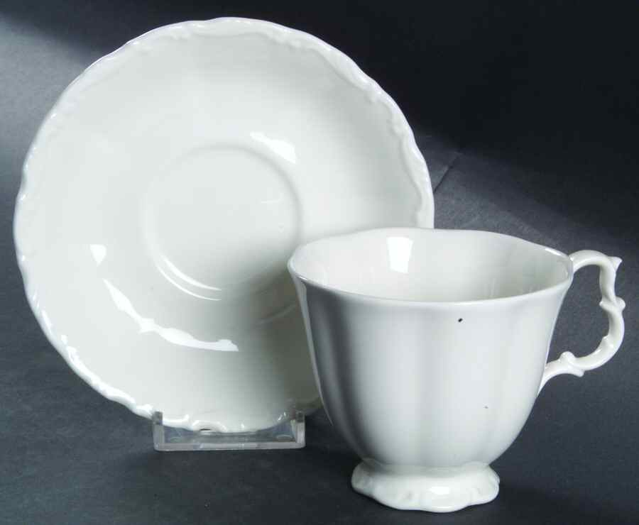 Gossamer (All White) Footed Cup & Saucer Set by Royal Albert-1